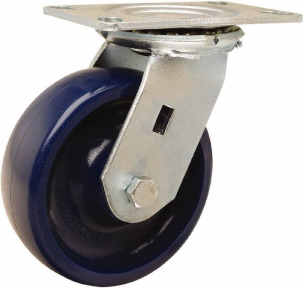 Hamilton - 6" Diam x 2" Wide x 7-1/2" OAH Top Plate Mount Swivel Caster - Polyurethane, 1,100 Lb Capacity, Sealed Precision Ball Bearing, 4-1/2 x 6-1/4" Plate - Benchmark Tooling