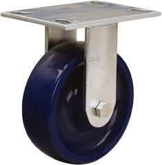 Hamilton - 6" Diam x 2" Wide x 7-1/2" OAH Top Plate Mount Rigid Caster - Polyurethane, 1,100 Lb Capacity, Sealed Precision Ball Bearing, 4-1/2 x 6-1/4" Plate - Benchmark Tooling