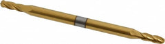 Hertel - 3/32" Diam, 9/32" LOC, 4 Flute Solid Carbide Ball End Mill - TiN Finish, Double End, 2" OAL, 1/8" Shank Diam - Benchmark Tooling