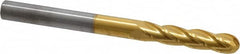 Hertel - 1/4" Diam, 1-1/8" LOC, 4 Flute Solid Carbide Ball End Mill - TiN Finish, Single End, 3" OAL, 1/4" Shank Diam - Benchmark Tooling