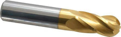 Hertel - 5/8" Diam, 1-1/4" LOC, 4 Flute Solid Carbide Ball End Mill - TiN Finish, Single End, 3-1/2" OAL, 5/8" Shank Diam - Benchmark Tooling