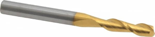 Hertel - 11/64", 9/16" LOC, 3/16" Shank Diam, 2" OAL, 2 Flute, Solid Carbide Square End Mill - Single End, TiN Finish, Spiral Flute, 30° Helix, Centercutting, Right Hand Cut - Benchmark Tooling