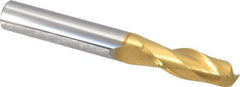 Hertel - 3/8", 1-1/8" LOC, 3/8" Shank Diam, 3" OAL, 2 Flute, Solid Carbide Square End Mill - Single End, TiN Finish, Spiral Flute, 30° Helix, Centercutting, Right Hand Cut - Benchmark Tooling