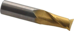 Hertel - 1/2", 1" LOC, 1/2" Shank Diam, 2-1/2" OAL, 2 Flute, Solid Carbide Square End Mill - Single End, TiN Finish, Spiral Flute, 30° Helix, Centercutting, Right Hand Cut - Benchmark Tooling