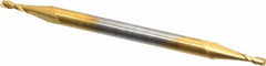 Hertel - 1/16", 3/16" LOC, 1/8" Shank Diam, 2" OAL, 2 Flute, Solid Carbide Square End Mill - Double End, TiN Finish, 30° Helix, Centercutting - Benchmark Tooling