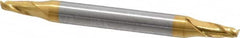 Hertel - 1/8", 1/4" LOC, 1/8" Shank Diam, 1-1/2" OAL, 2 Flute, Solid Carbide Square End Mill - Double End, TiN Finish, 30° Helix, Centercutting - Benchmark Tooling