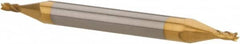 Hertel - 3/64", 3/32" LOC, 1/8" Shank Diam, 1-1/2" OAL, 4 Flute, Solid Carbide Square End Mill - Double End, TiN Finish, 30° Helix, Centercutting, Right Hand Cut - Benchmark Tooling