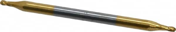 Hertel - 1/16", 3/16" LOC, 1/8" Shank Diam, 2" OAL, 4 Flute, Solid Carbide Square End Mill - Double End, TiN Finish, 30° Helix, Centercutting, Right Hand Cut - Benchmark Tooling