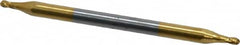 Hertel - 1/16", 3/16" LOC, 1/8" Shank Diam, 2" OAL, 4 Flute, Solid Carbide Square End Mill - Double End, TiN Finish, 30° Helix, Centercutting, Right Hand Cut - Benchmark Tooling