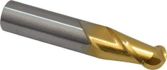 Hertel - 3/8" Diam, 5/8" LOC, 2 Flute Solid Carbide Ball End Mill - TiN Finish, Single End, 2" OAL, 3/8" Shank Diam - Benchmark Tooling