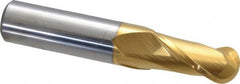 Hertel - 5/8" Diam, 1-1/4" LOC, 2 Flute Solid Carbide Ball End Mill - TiN Finish, Single End, 3-1/2" OAL, 5/8" Shank Diam - Benchmark Tooling