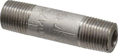 Merit Brass - Schedule 80, 1/8" Pipe x 1-1/2" Long, Grade 304/304L Stainless Steel Pipe Nipple - Seamless & Threaded - Benchmark Tooling