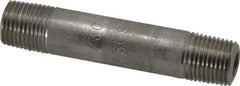 Merit Brass - Schedule 80, 1/8" Pipe x 2" Long, Grade 304/304L Stainless Steel Pipe Nipple - Seamless & Threaded - Benchmark Tooling