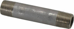 Merit Brass - Schedule 80, 3/8" Pipe x 3" Long, Grade 304/304L Stainless Steel Pipe Nipple - Seamless & Threaded - Benchmark Tooling