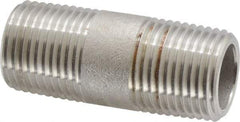 Merit Brass - Schedule 80, 1/2" Pipe x 2" Long, Grade 304/304L Stainless Steel Pipe Nipple - Seamless & Threaded - Benchmark Tooling