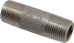 Merit Brass - Schedule 80, 1/2" Pipe x 2-1/2" Long, Grade 304/304L Stainless Steel Pipe Nipple - Seamless & Threaded - Benchmark Tooling