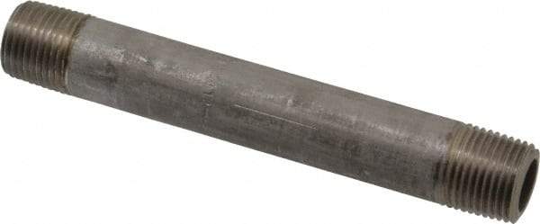 Merit Brass - Schedule 80, 1/2" Pipe x 5-1/2" Long, Grade 304/304L Stainless Steel Pipe Nipple - Seamless & Threaded - Benchmark Tooling