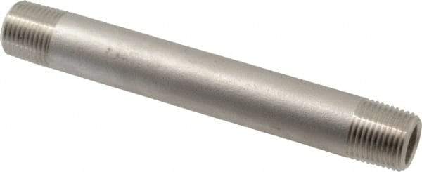 Merit Brass - Schedule 80, 1/2" Pipe x 6" Long, Grade 304/304L Stainless Steel Pipe Nipple - Seamless & Threaded - Benchmark Tooling