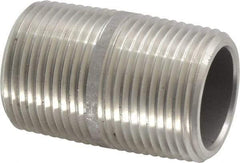 Merit Brass - Schedule 80, 1" Pipe x 2" Long, Grade 304/304L Stainless Steel Pipe Nipple - Seamless & Threaded - Benchmark Tooling