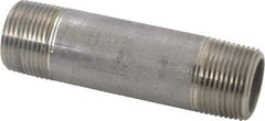 Merit Brass - Schedule 80, 1" Pipe x 4-1/2" Long, Grade 304/304L Stainless Steel Pipe Nipple - Seamless & Threaded - Benchmark Tooling