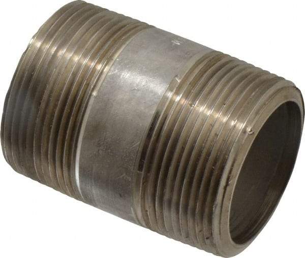 Merit Brass - Schedule 80, 1-1/2" Pipe x 2-1/2" Long, Grade 304/304L Stainless Steel Pipe Nipple - Seamless & Threaded - Benchmark Tooling