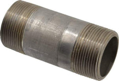 Merit Brass - Schedule 80, 1-1/2" Pipe x 4" Long, Grade 304/304L Stainless Steel Pipe Nipple - Seamless & Threaded - Benchmark Tooling