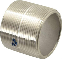 Merit Brass - Schedule 80, 2" Pipe x 2" Long, Grade 304/304L Stainless Steel Pipe Nipple - Seamless & Threaded - Benchmark Tooling