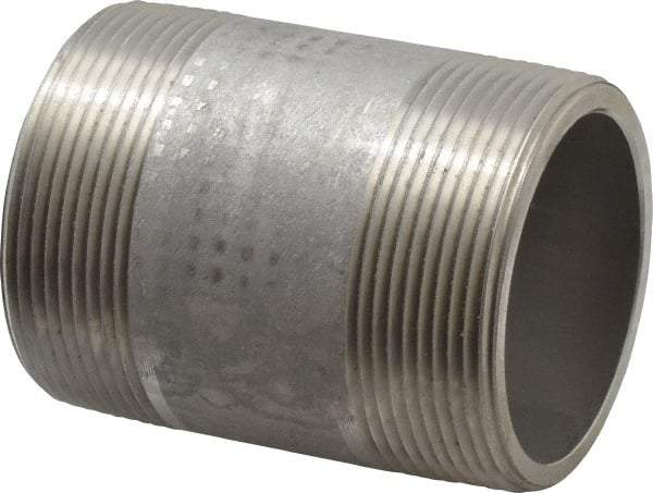 Merit Brass - Schedule 80, 2" Pipe x 3" Long, Grade 304/304L Stainless Steel Pipe Nipple - Seamless & Threaded - Benchmark Tooling