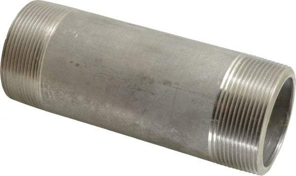 Merit Brass - Schedule 80, 2" Pipe x 6" Long, Grade 304/304L Stainless Steel Pipe Nipple - Seamless & Threaded - Benchmark Tooling