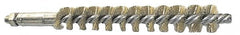 Schaefer Brush - 4" Brush Length, 11/16" Diam, Double Stem, Single Spiral Tube Brush - 6-1/4" Long, Brass, 1/4-28 Male Connection - Benchmark Tooling