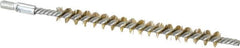 Schaefer Brush - 3" Brush Length, 1/4" Diam, Double Stem, Single Spiral Tube Brush - 4-1/2" Long, Brass, 8-32 Male Connection - Benchmark Tooling