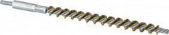 Schaefer Brush - 4" Brush Length, 3/8" Diam, Double Stem, Single Spiral Tube Brush - 6-1/4" Long, Brass, 8-32 Male Connection - Benchmark Tooling