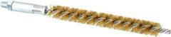 Schaefer Brush - 4" Brush Length, 1/2" Diam, Double Stem, Single Spiral Tube Brush - 6-1/4" Long, Brass, 1/4-28 Male Connection - Benchmark Tooling