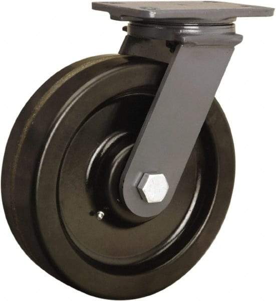 Hamilton - 8" Diam x 2-1/2" Wide x 10-1/4" OAH Top Plate Mount Swivel Caster - Phenolic, 2,000 Lb Capacity, Tapered Roller Bearing, 4-1/2 x 6-1/2" Plate - Benchmark Tooling