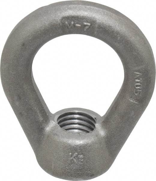 Gibraltar - 5,000 Lb Capacity, 3/4-10 Thread, Self Colored, Carbon Steel Heavy Duty Lifting Eye Nut - Grade C-1030, 3" High, 1-1/2" Inside & 2-1/2" Outside Eye Diam, 1-3/8" Bell/Base Width - Benchmark Tooling