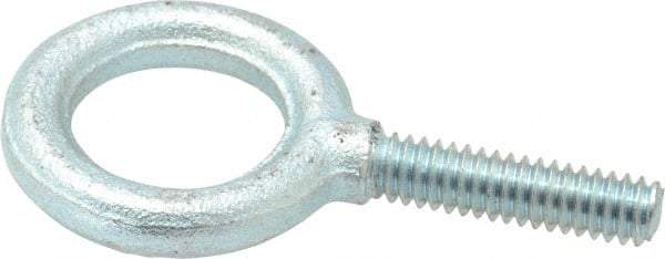 Gibraltar - 480 Lb Capacity, Steel, 1/4-20 Thread, Fixed Lifting Eye Bolt - Fully Threaded, 1" Shank, 1" Thread Length, No Shoulder - Benchmark Tooling