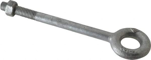 Gibraltar - 1,200 Lb Capacity, Steel, 3/8-16 Thread, Fixed Lifting Eye Bolt - Partially Threaded, 4-1/2" Shank, 1-1/2" Thread Length, No Shoulder - Benchmark Tooling