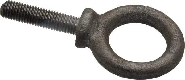 Gibraltar - 500 Lb Capacity, Steel, 1/4-28 Thread, Fixed Lifting Eye Bolt - Fully Threaded, 1" Shank, 1" Thread Length, Shoulder - Benchmark Tooling