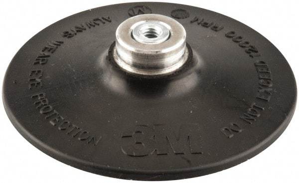 3M - 4" Diam Quick-Change Type S Disc Backing Pad - Medium Density, 12,000 RPM, Roloc TS Compatible - Benchmark Tooling