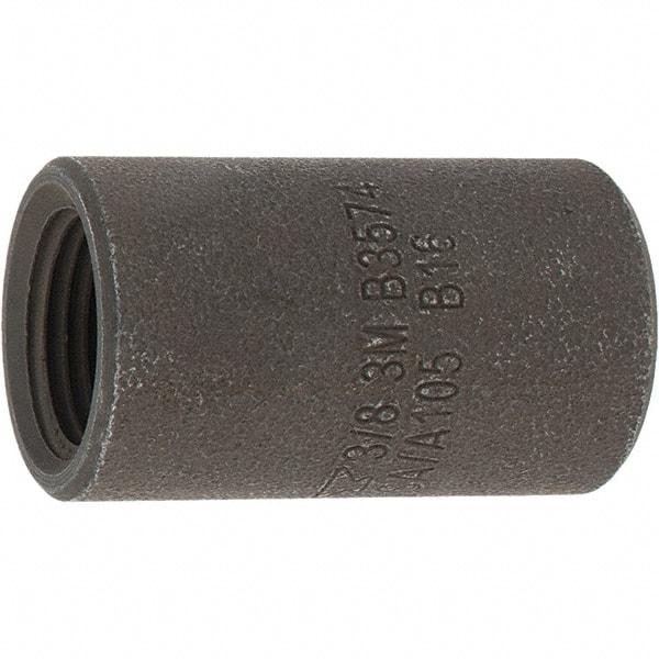 Made in USA - Size 3/8", Class 3,000, Forged Carbon Steel Black Pipe Coupling - 3,000 psi, Threaded End Connection - Benchmark Tooling