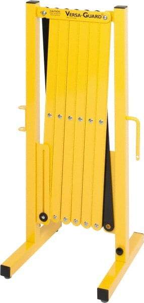 Made in USA - 37" High Folding Barricade - Aluminum & Steel Frame, Safety Yellow/Black - Benchmark Tooling