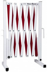 Made in USA - 37" High Folding Barricade - Aluminum & Steel Frame, Red/White - Benchmark Tooling