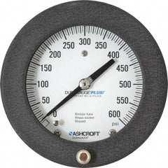 Ashcroft - 4-1/2" Dial, 1/4 Thread, 0-600 Scale Range, Pressure Gauge - Center Back Connection Mount, Accurate to 0.5% of Scale - Benchmark Tooling