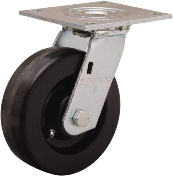 Hamilton - 6" Diam x 2" Wide x 7-1/2" OAH Top Plate Mount Swivel Caster - Phenolic, 900 Lb Capacity, Straight Roller Bearing, 5 x 5-1/2" Plate - Benchmark Tooling