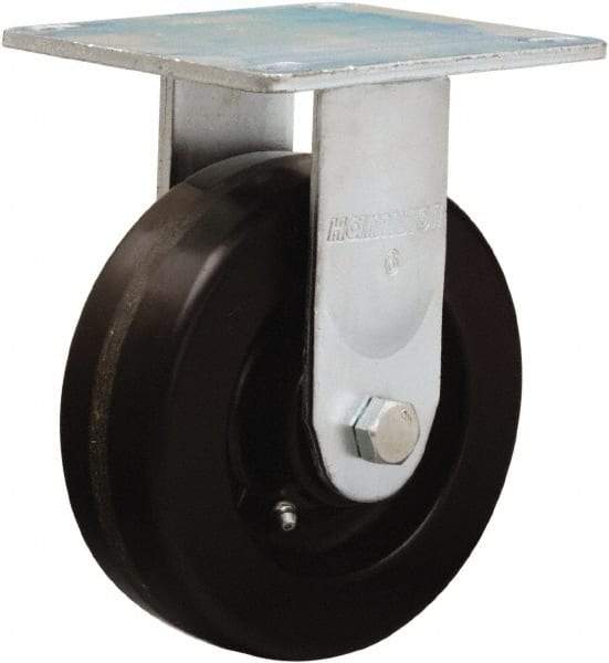 Hamilton - 6" Diam x 2" Wide x 7-1/2" OAH Top Plate Mount Rigid Caster - Phenolic, 900 Lb Capacity, Straight Roller Bearing, 5 x 5-1/2" Plate - Benchmark Tooling