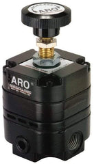 ARO/Ingersoll-Rand - 3/8 NPT Port, 14 CFM, Zinc Precision Constant Bleed Regulator - 2 to 25 psi Range, 150 Max psi Supply Pressure, 1/4" Gauge Port Thread, 2.12" Wide x 4.55" High - Benchmark Tooling