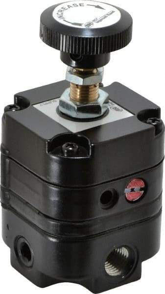 ARO/Ingersoll-Rand - 1/4 NPT Port, 14 CFM, Zinc Precision Constant Bleed Regulator - 2 to 60 psi Range, 150 Max psi Supply Pressure, 1/4" Gauge Port Thread, 2.12" Wide x 4.55" High - Benchmark Tooling