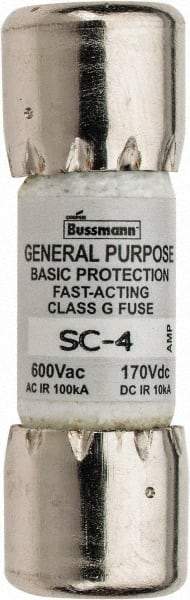 Cooper Bussmann - 170 VDC, 600 VAC, 4 Amp, Time Delay Size Rejecting/NonRejecting Fuse - Fuse Holder Mount, 1-5/16" OAL, 10 at DC, 100 at AC (RMS) kA Rating, 13/32" Diam - Benchmark Tooling