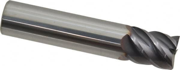 Niagara Cutter - 5/8", 3/4" LOC, 5/8" Shank Diam, 3" OAL, 5 Flute, Solid Carbide Square End Mill - Single End, TiAlN Finish, Spiral Flute, 45° Helix, Centercutting, Right Hand Cut, Right Hand Flute, Series S545 - Benchmark Tooling