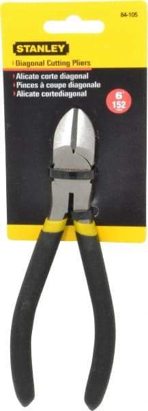 Stanley - 6" OAL, 7/16" Capacity, Cutting Pliers - 55/64" Jaw Length x 51/64" Jaw Width, Round Head, Cushion Grip Handle - Benchmark Tooling